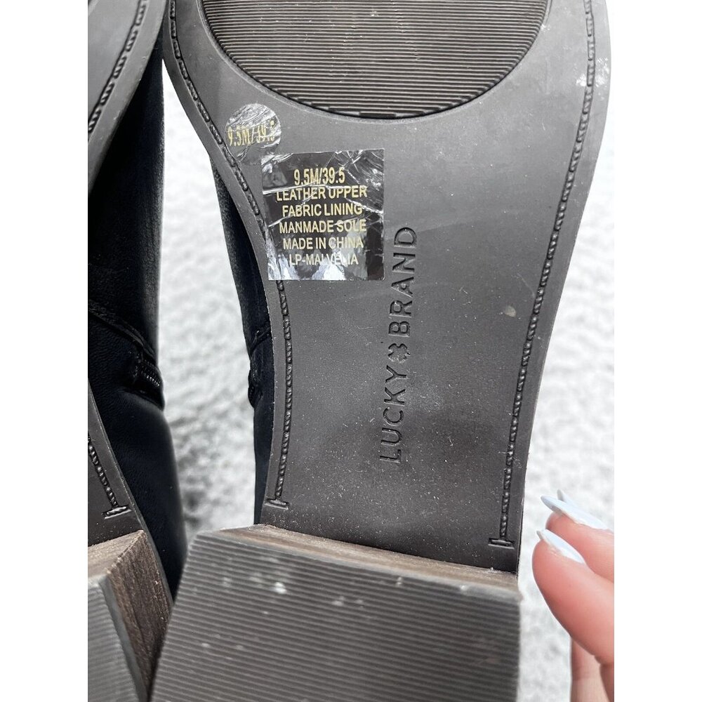 Women's Lucky Brand Black Leather Upper Side Zip Ankle Booties Size 9.5 M - Picture 10 of 12